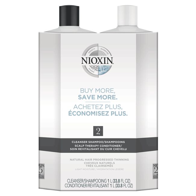 White Smoke Nioxin System 2 Cleanser, Scalp Therapy Litre Duo