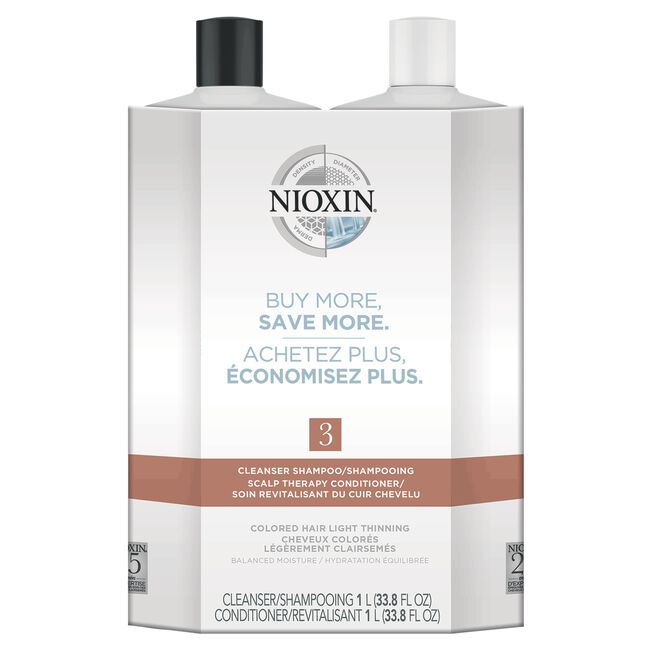 White Smoke Nioxin System 3 Cleanser, Scalp Therapy Litre Duo