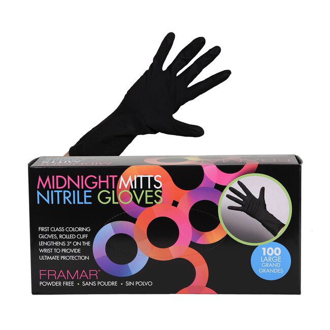 White Smoke Framar Midnight Mitts Nitrile Gloves - Large 100 Count