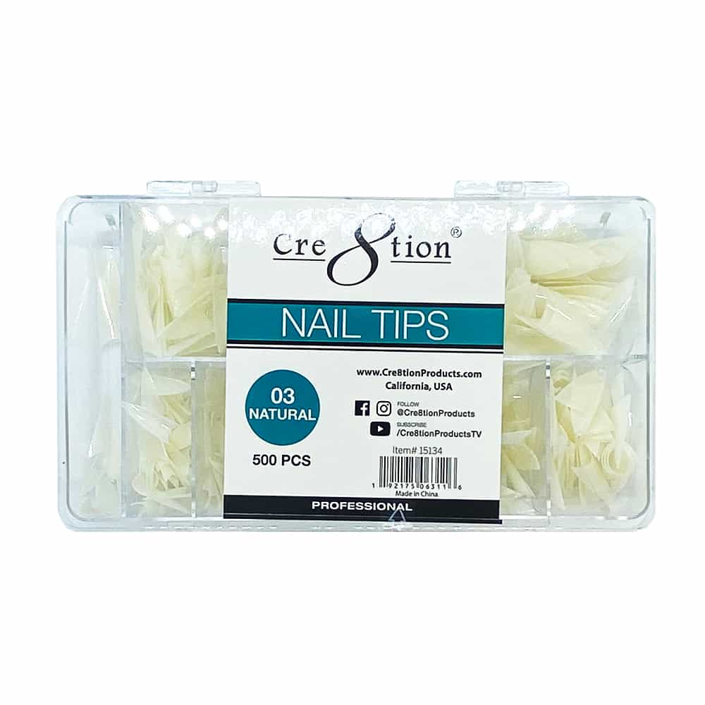 Lavender Cre8tion Nail Tips 500pcs 03 Natural Short Stiletto 15134