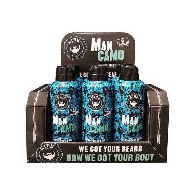 White Smoke GIBS Grooming Man Camo Aerosol Body Spray - 6 Count Display
