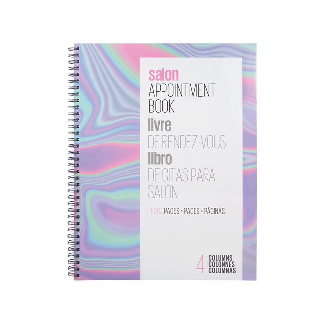 Lavender Salon Care 4-Column, 100 Page Appointment Book