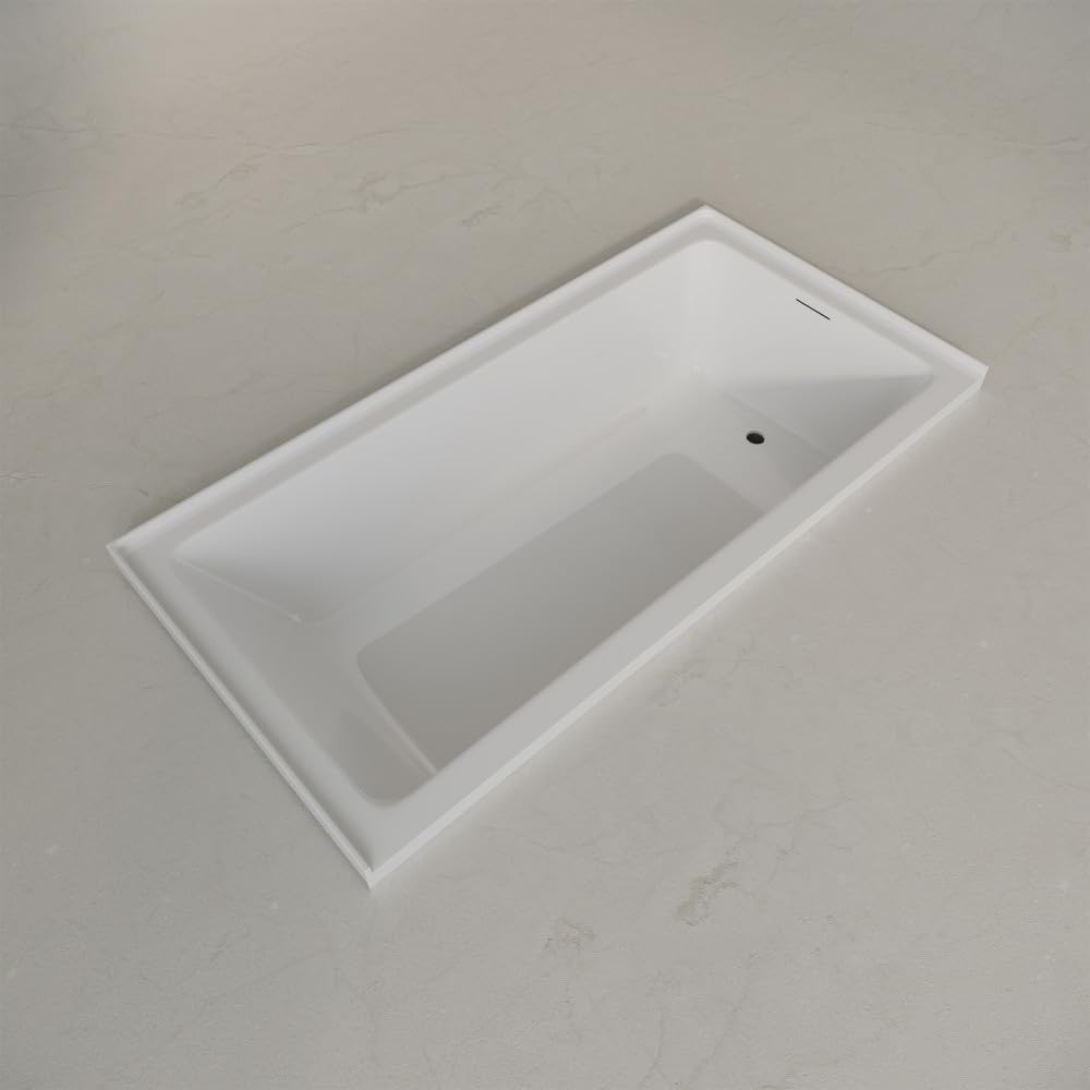 Dark Gray Swiss Madison Voltaire 72 x 36 Right Drain Soaking Alcove Bathtub in Glossy White with Integrated Armrest
