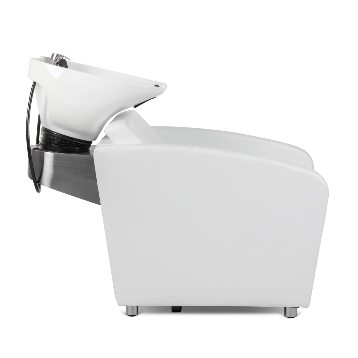 Light Gray Minerva Beauty Triton Shampoo Bowl and Chair in White with White Bowl