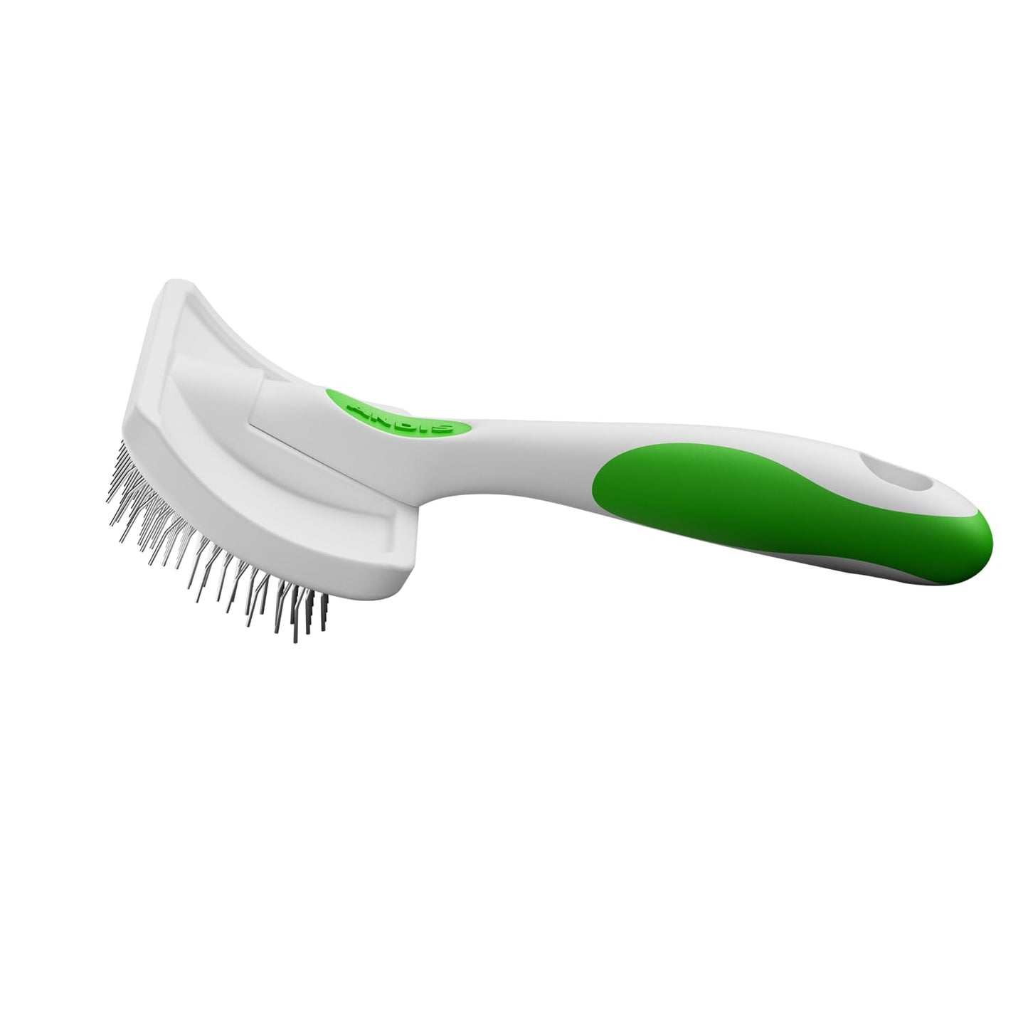White Smoke Andis 68565 Stainless-Steel Slicker Brush for Dogs and Cats - Durable and Lightweight Grooming Tool for All Breeds and Fur Lengths, Reduces Shedding and Promotes Hair Growth - Medium, Green