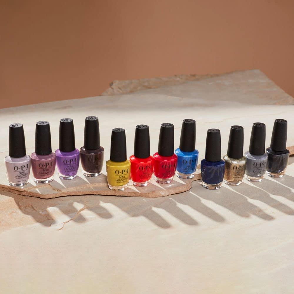 Gray OPI Nail Lacquer Midnight Mantra | Opaque Dark Blue Crème Chip Resistant Nail Polish | Fast Drying, Streak Free
