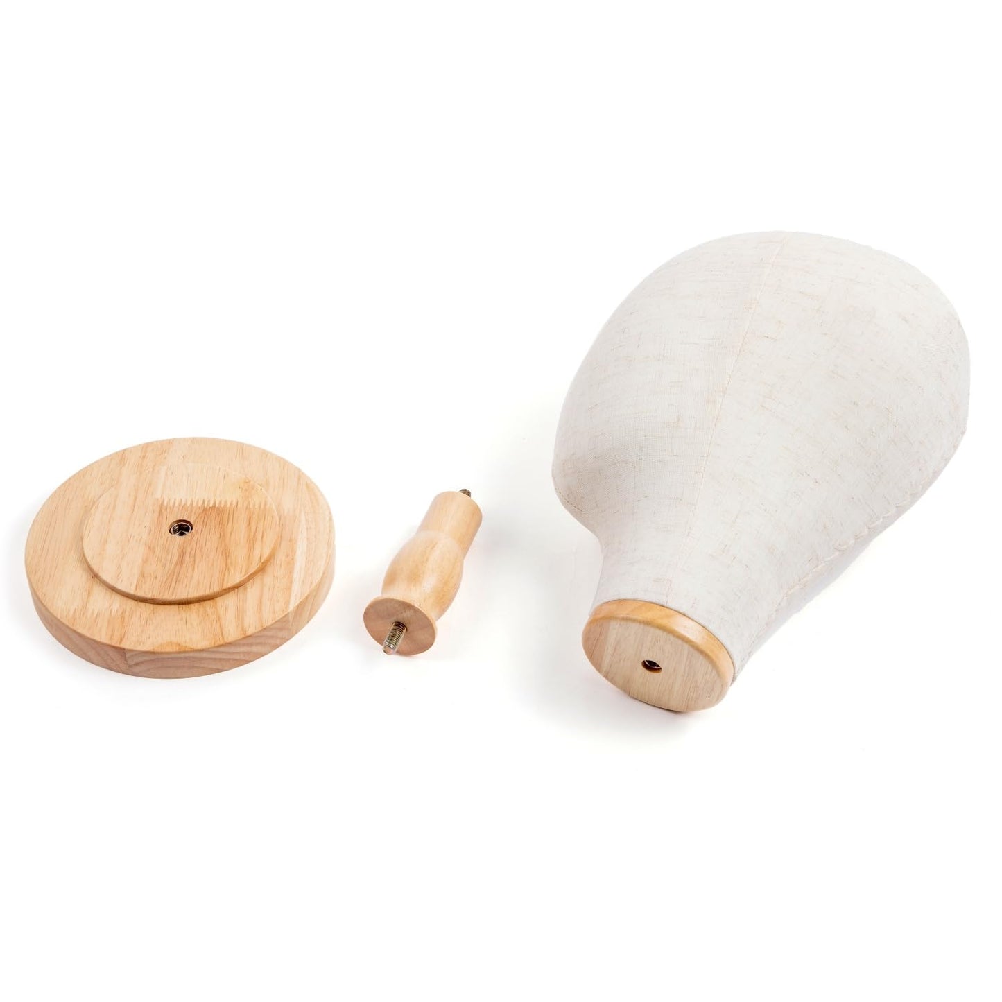 White Smoke GOODColla White Wooden Mannequin Head Stand Canvas Wig Head Stand with Detachable Wood Stand Linen Hat Dispaly Model Head for Caps Mannequin Head with Detachable Wood Base