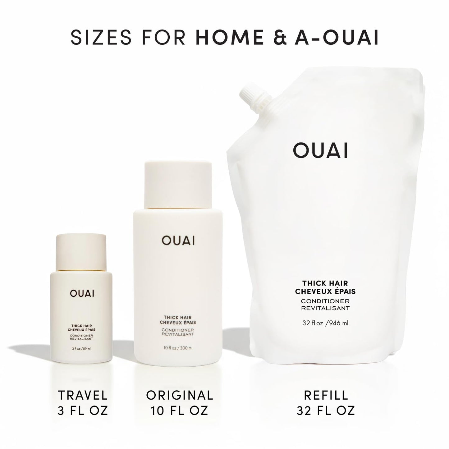 White Smoke OUAI Thick Hair Conditioner Refill - Moisturizing Conditioner for Dry, Frizzy Hair - Keratin, Marshmallow Root, Shea Butter and Avocado Oil - Paraben, Phthalate & Sulfate Free (32 Oz)