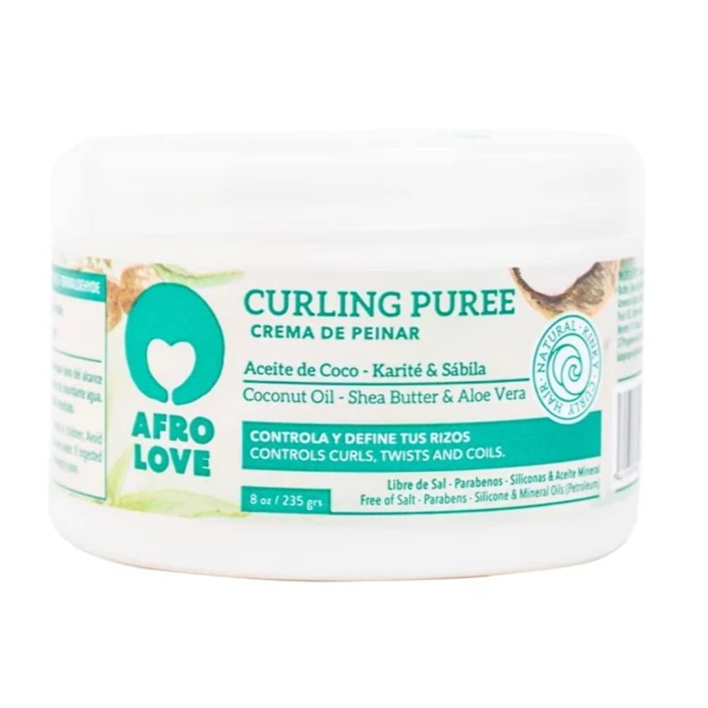Lavender Afro Love Curl Cream for Curly & Wavy Hair,Defines & Hydrates with Coconut & Shea Butte, Frizz Control & Moisture, Sulfate-Free,Paraben-Free (8oz)