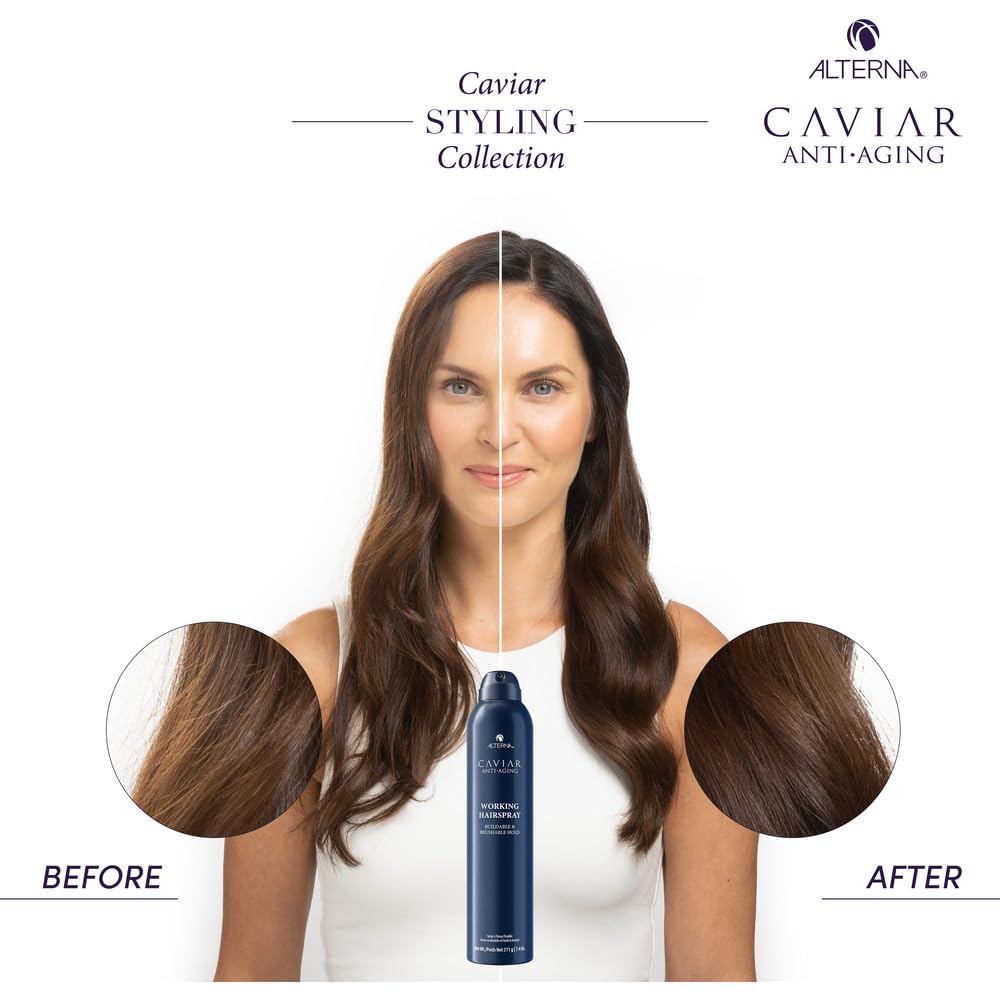 White Smoke Alterna Caviar Anti-Aging Professional Styling Working Hair Spray | Ultra-dry, Brushable | Helps Control Frizz & Adds Shine | Sulfate Free | Nutmeg