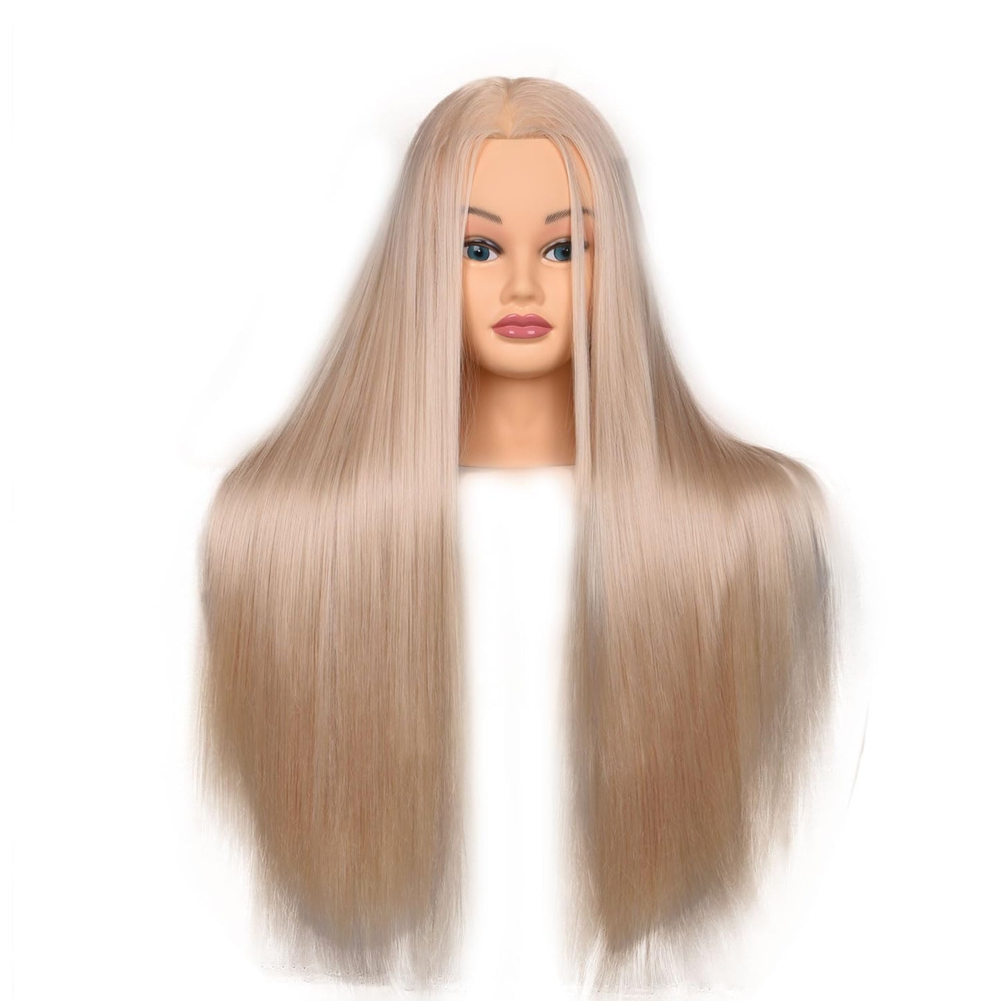 White Smoke Female Mannequin Head 26 Inch Long Hair Training Head Hair Styling Manikin Cosmetology Doll Head Synthetic Fiber Hair Dressing Salon Training Head Model with Free Clamp (Color 613)