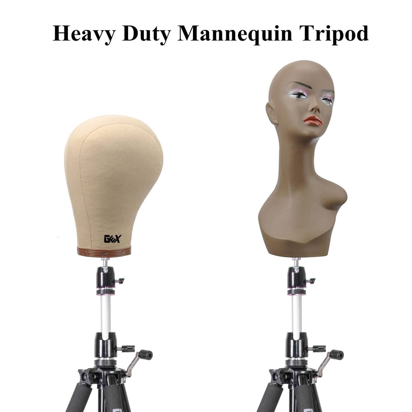 White Smoke GEXWORLDWIDE GEX 63" Heavy Duty Mannequin Tripod Stand for Wig Cosmetology Training Practice Doll Manikin Head Tripod Wig Stand With Travel Bag (Black)