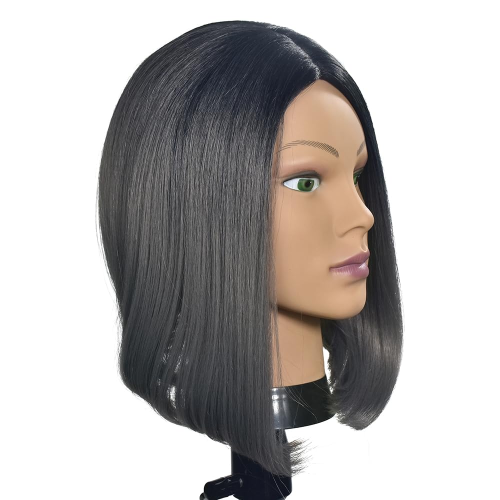 White Smoke CAZSYSDD Bald Mannequin Head Beige Female Professional Cosmetology Manikin Doll head for Wigs Making Wig Display Hat Display Glasses Display with Free Clamp (Afro)