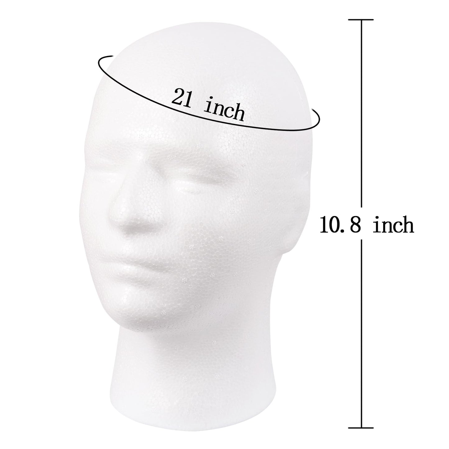 White Smoke MapofBeauty Mannequin Head Styrofoam Male Wig Display Model Mask Hat Foam Stand Halloween Makeup Wig Head (White)