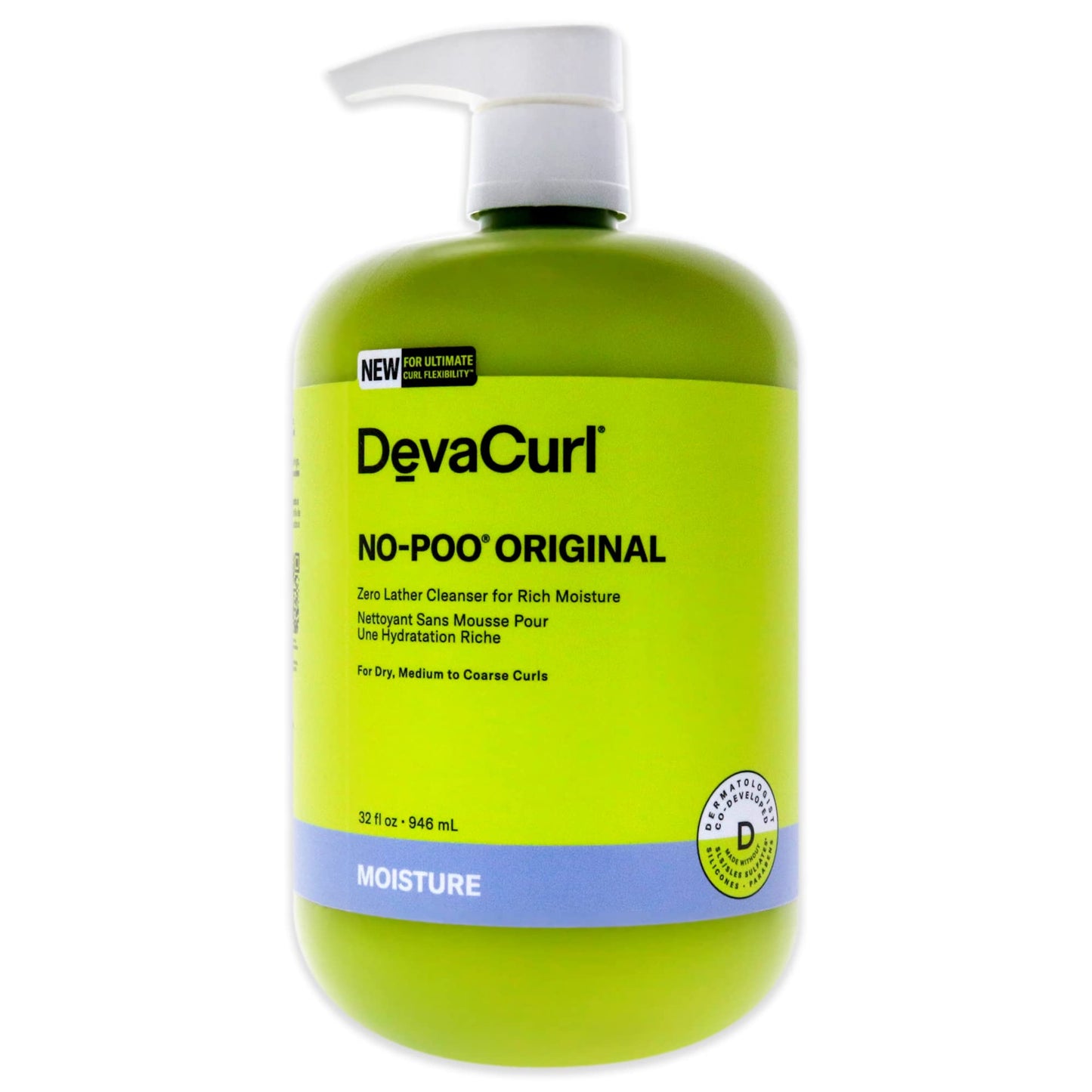 White Smoke DevaCurl No-Poo Original Non-Lathering Cleanser for Rich Moisture, Fresh Rose, 32 Fl Oz