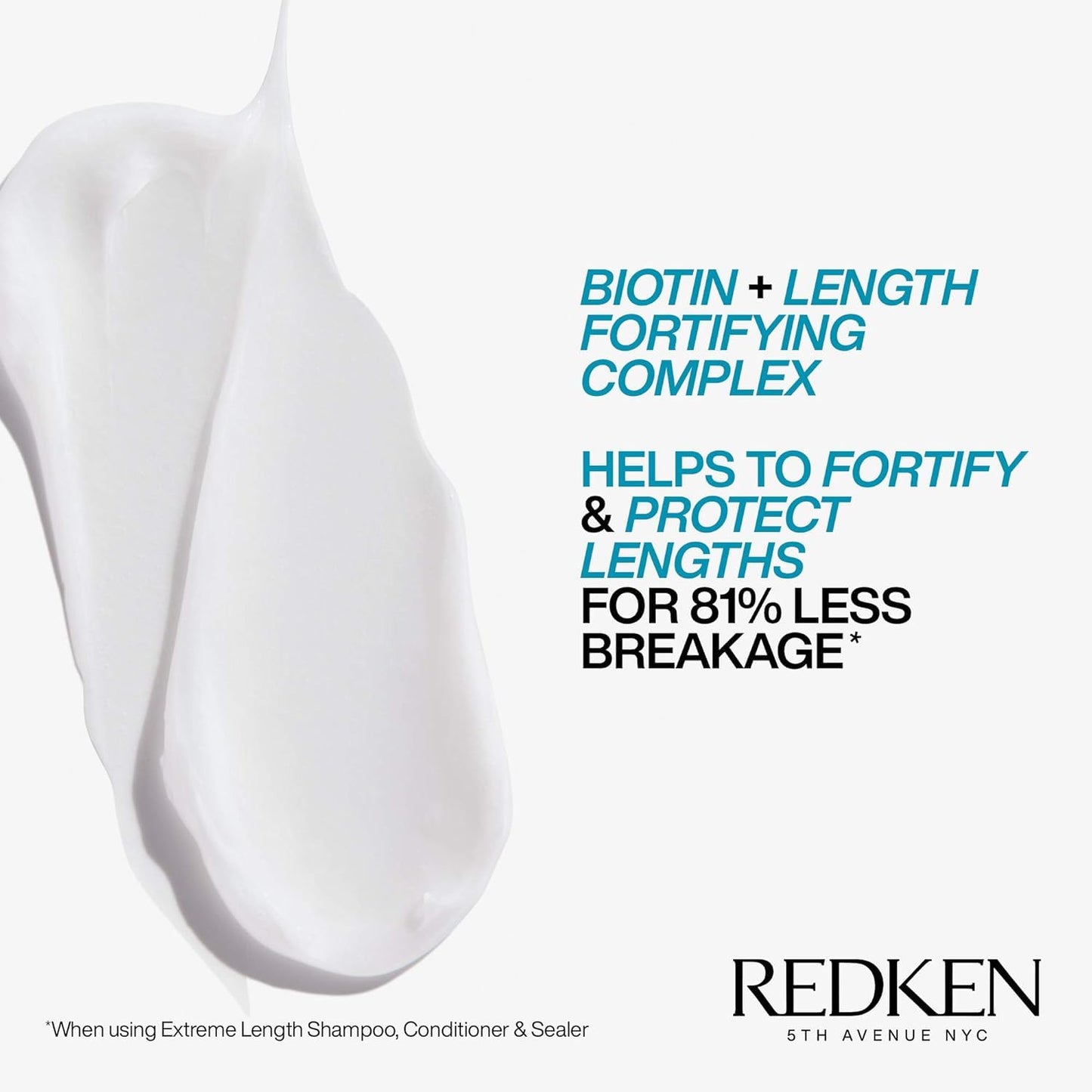 White Smoke Redken Extreme Length Conditioner For Damaged Hair - Fortifies, Strengthens and Conditions Hair, Infused With Biotin & Castor Oil For Hair Growth, 10.1 Fl Oz