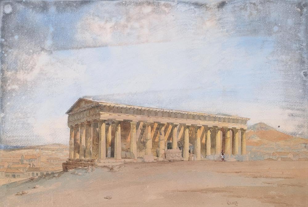 Light Gray Giovanni Lanza 24x17 Black Modern Framed Art Print Titled: The Temple of Theseus, Athens