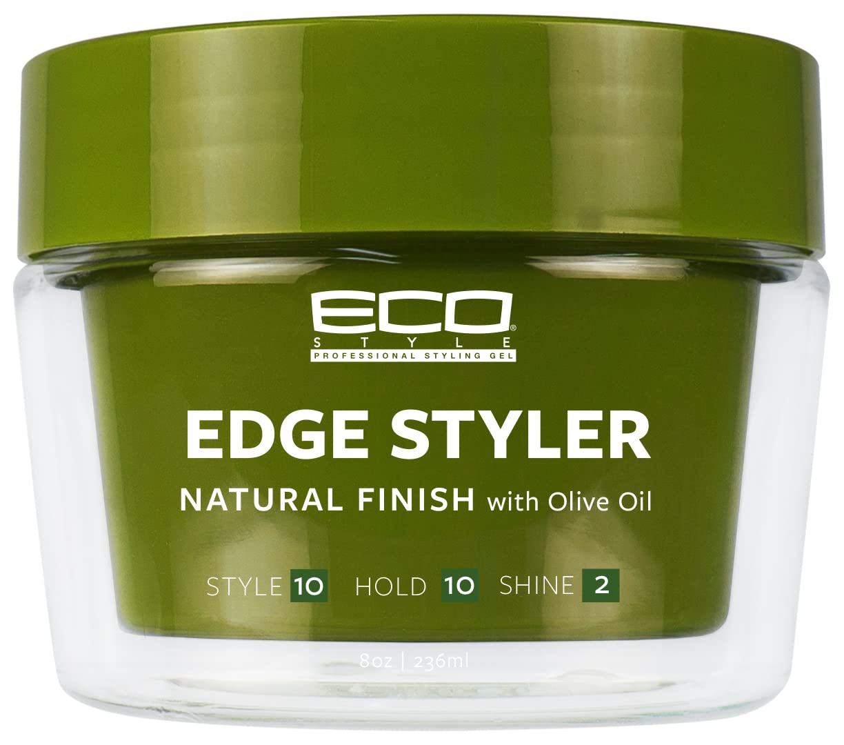 Dark Olive Green Eco Style Profesional Styling Gel Edge Styler Natural Finish with Olive Oil - 8 fl oz (Pack of 1)
