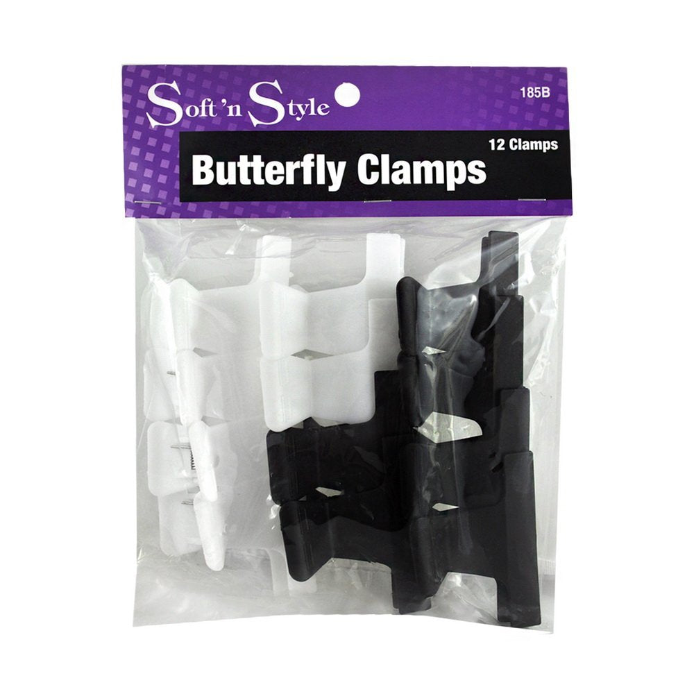 Light Gray Butterfly Clamps 1-dozen * Small Size: 2" * Black & White