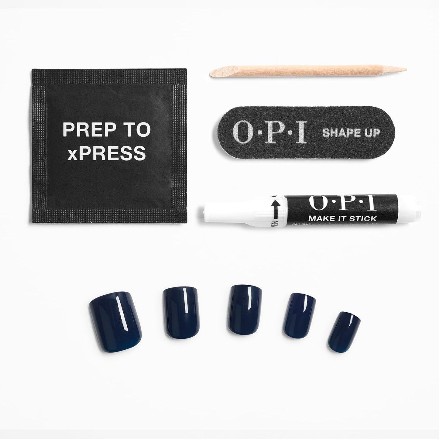 White Smoke OPI On Point Midnight Mantra | Short Squoval Dark Navy Blue Press On Nails | 30 Count with Nail Glue | Long Lasting, Reusable, Non-damaging