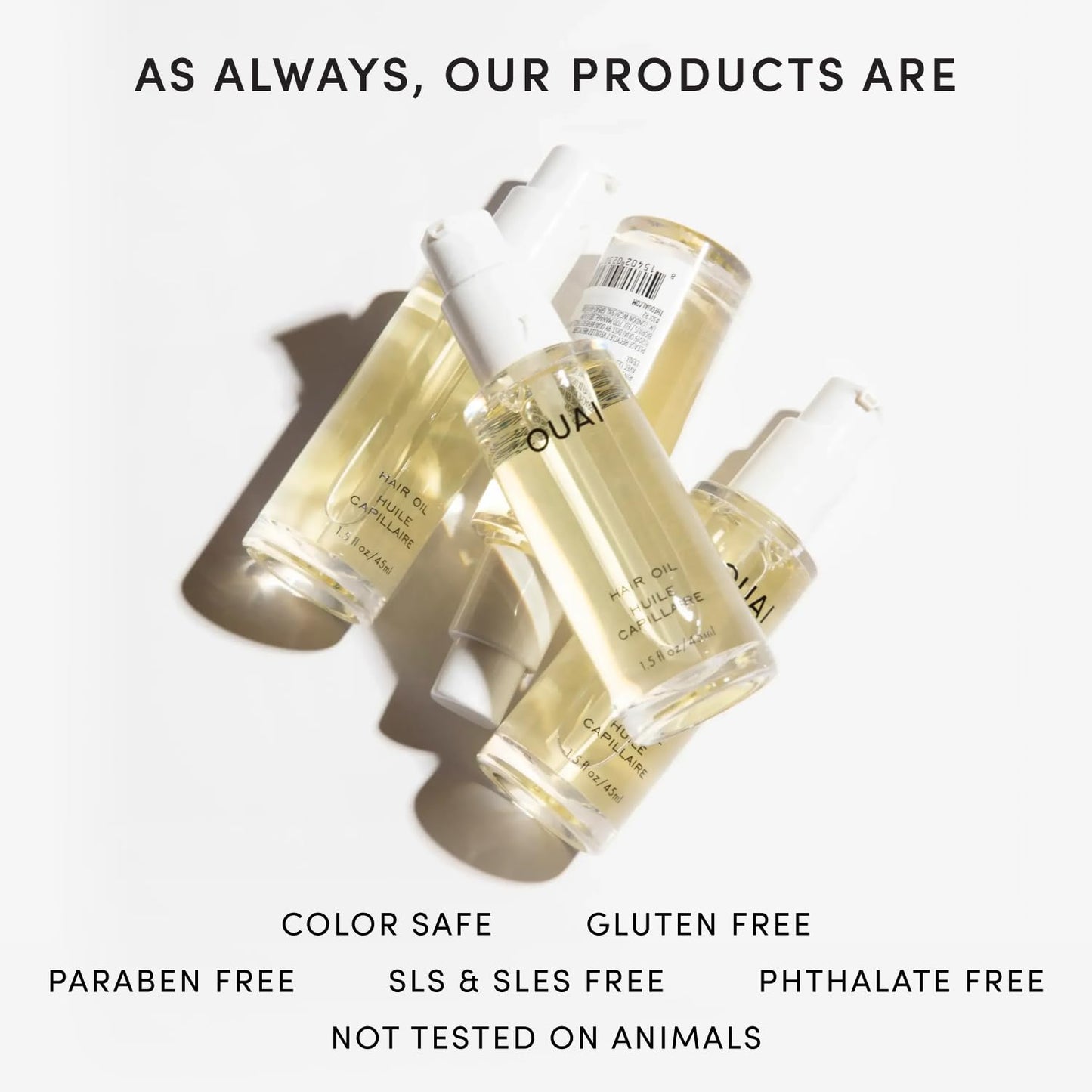 White Smoke OUAI Hair Oil - Hair Heat Protectant Oil for Frizz Control - Adds Shine and Smooths Split Ends - Color Safe Formula - Paraben, Phthalate and Sulfate Free (1.5 fl oz)
