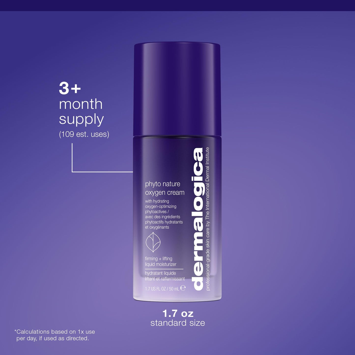 Slate Blue Dermalogica Phyto Nature Oxygen Cream, Daily Liquid Moisturizer for Face - Firms, Lifts and Revitalizes with Hydrating Oxygen-Optimizing Phytoactives, 1.7 fl oz