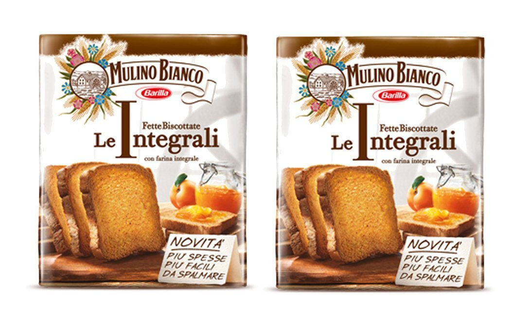 White Smoke Mulino Bianco: " Le Integrali " Fette Biscottate 36 count - Rusks integrals. Italian Toast - 11.11 Oz (315g) Pack of 2