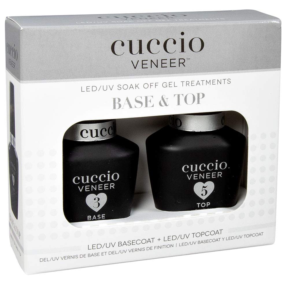 White Smoke Cuccio Veneer Base & Top Gel Kit – Professional LED/UV Soak-Off Gel Nail Polish Set – High-Gloss Finish – Long-Lasting Wear – Includes 0.5 Ounce Base Coat and 0.5 Ounce Top Coat – Easy Application