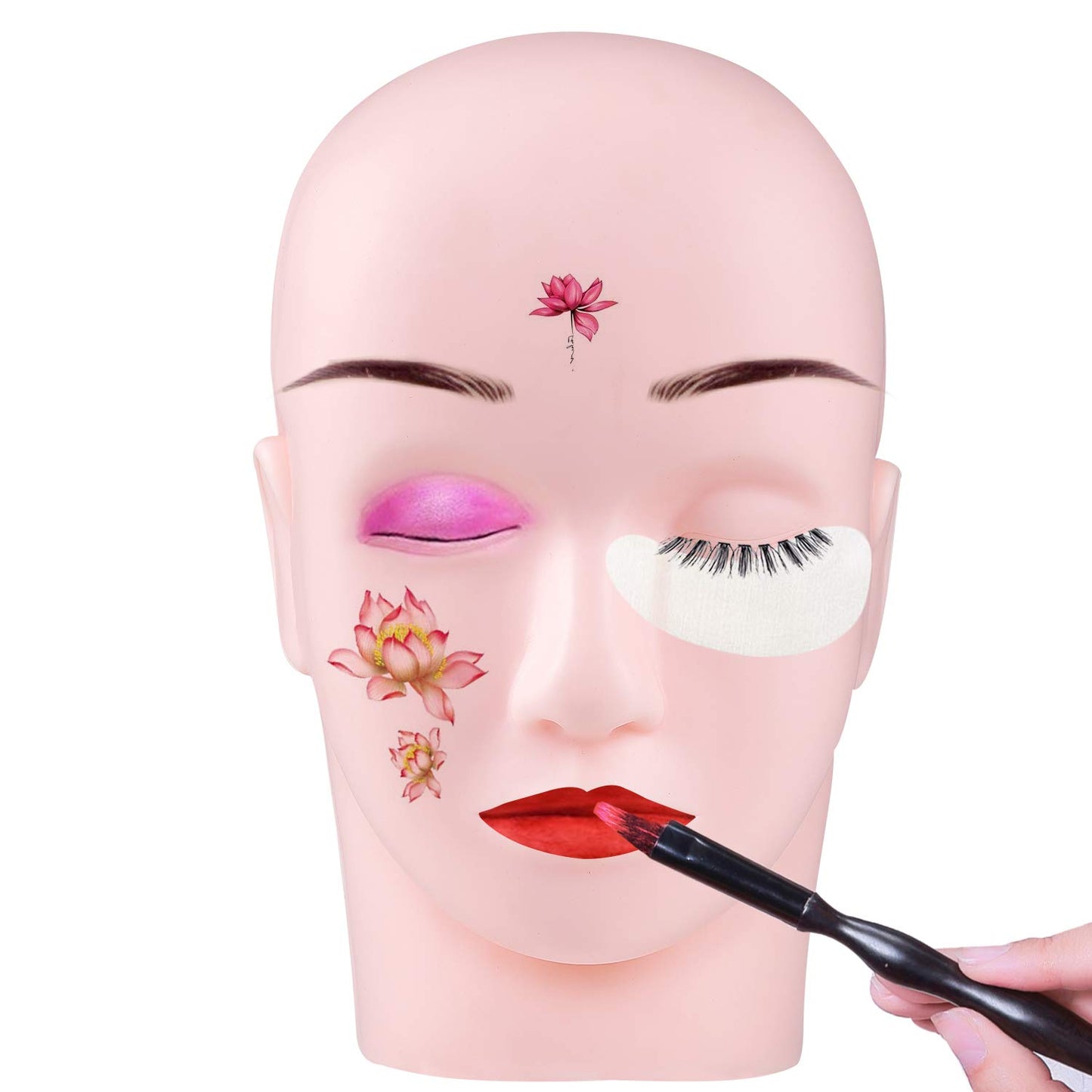 White Smoke Yephets Pro Training Mannequin Flat Head Practice Make Up Eye Lashes Eyelash Extensions,Practice Training Head Manikin Cosmetology Mannequin Doll Face Head