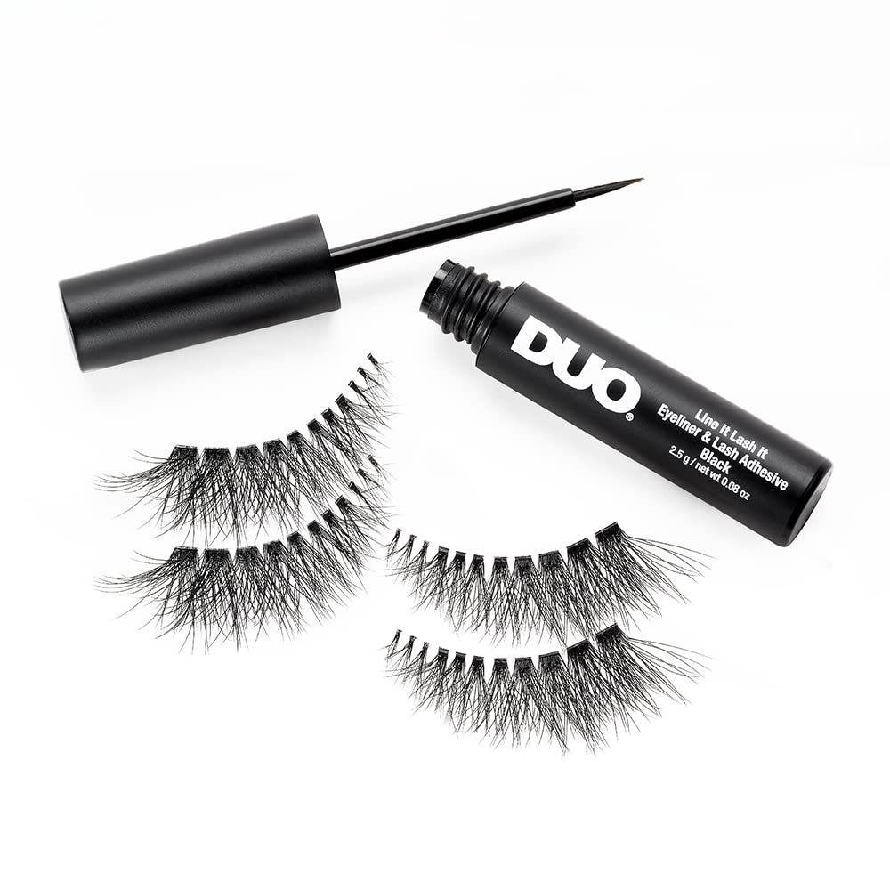 White Smoke Ardell Lash Contour 371 Outer Volume Dramatic Eye-Elongating Effect with Duo Line It Lash It Adhesive Black, 2 Pairs
