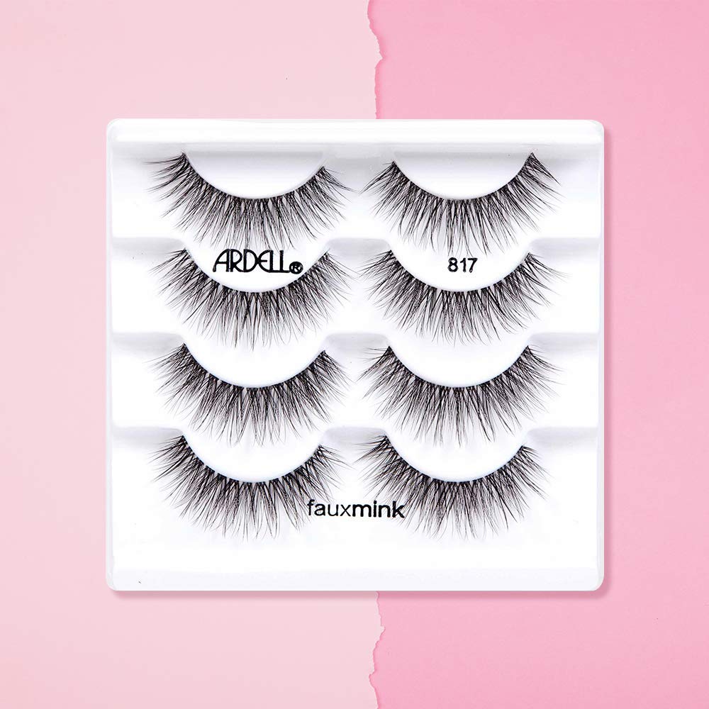 White Smoke Ardell Faux Mink Lashes 817 – Lightweight, Knot-Free Invisiband Eyelashes for Natural Glam, 4 Pairs, 1 Pack