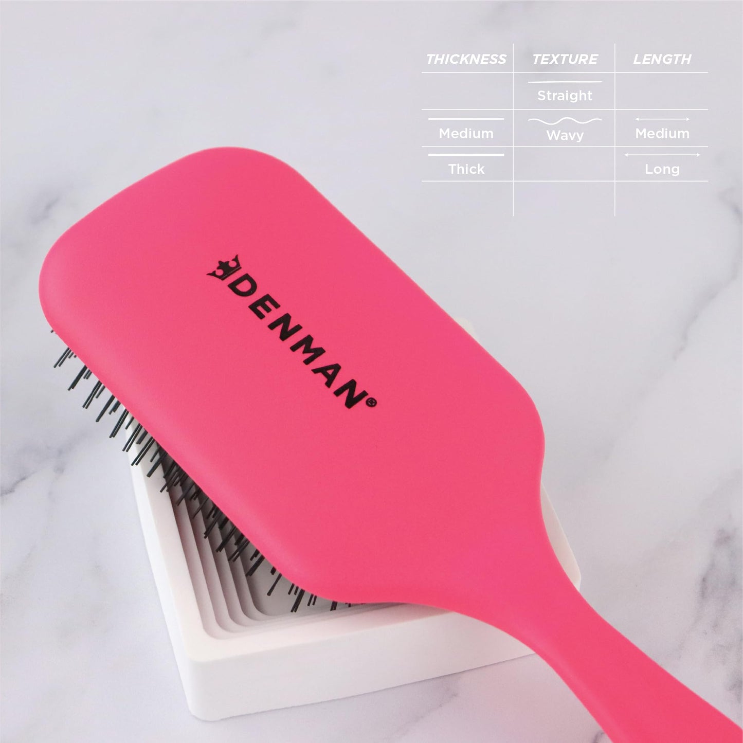 Light Gray Denman Tangle Tamer Ultra (Pink) Detangling Paddle Brush For Curly Hair And Black Natural Hair - use with both Wet & Dry Hair, D90L