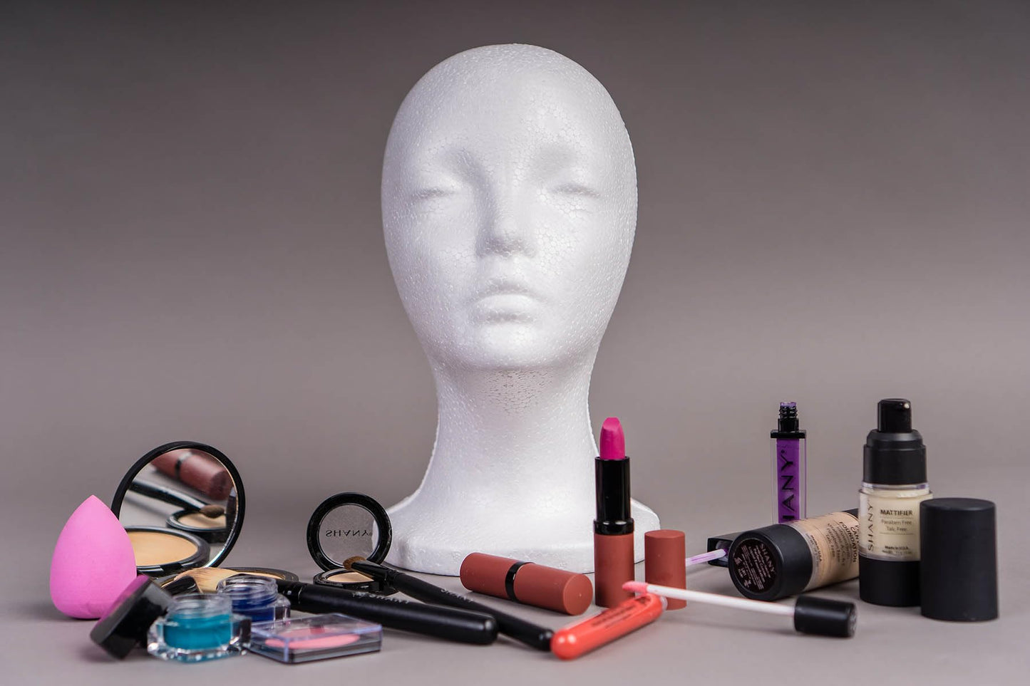 Slate Gray SHANY Styrofoam Model Heads ,Hat Wig Foam Mannequin Female Wig Head Stand ,Mannequin Head for wigs , Wig Holder - Round Base , 10.5 Tall with 20 1/2 Inches Circumference Female Mannequin Head -1 Piece
