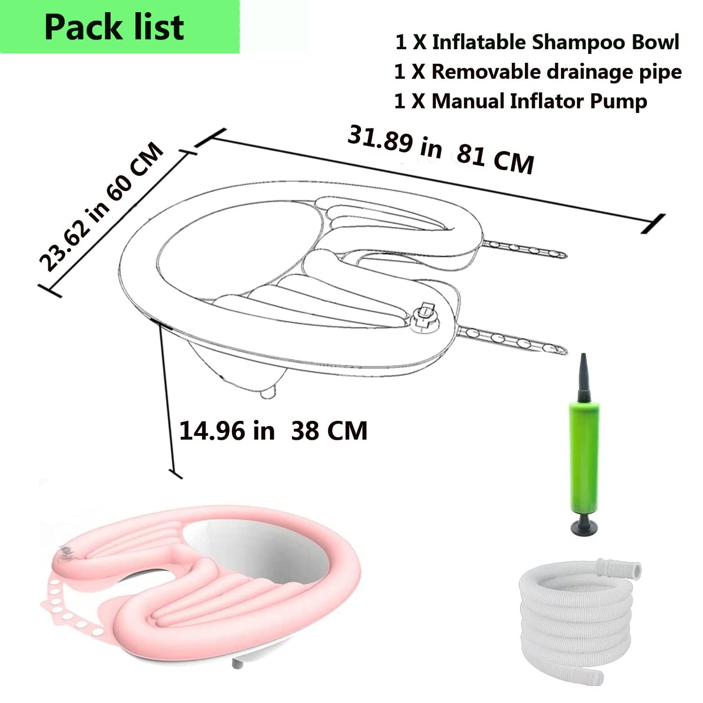 White Smoke Inflatable Washing Hair Basin,Portable Shampoo Basin,Hair Washing Tray-Medical Shampoo for The Disabled,Pregnant Women,Bedridden and Handicapped,Elderly&Child-Wash While in Wheelchair or Chair at Home