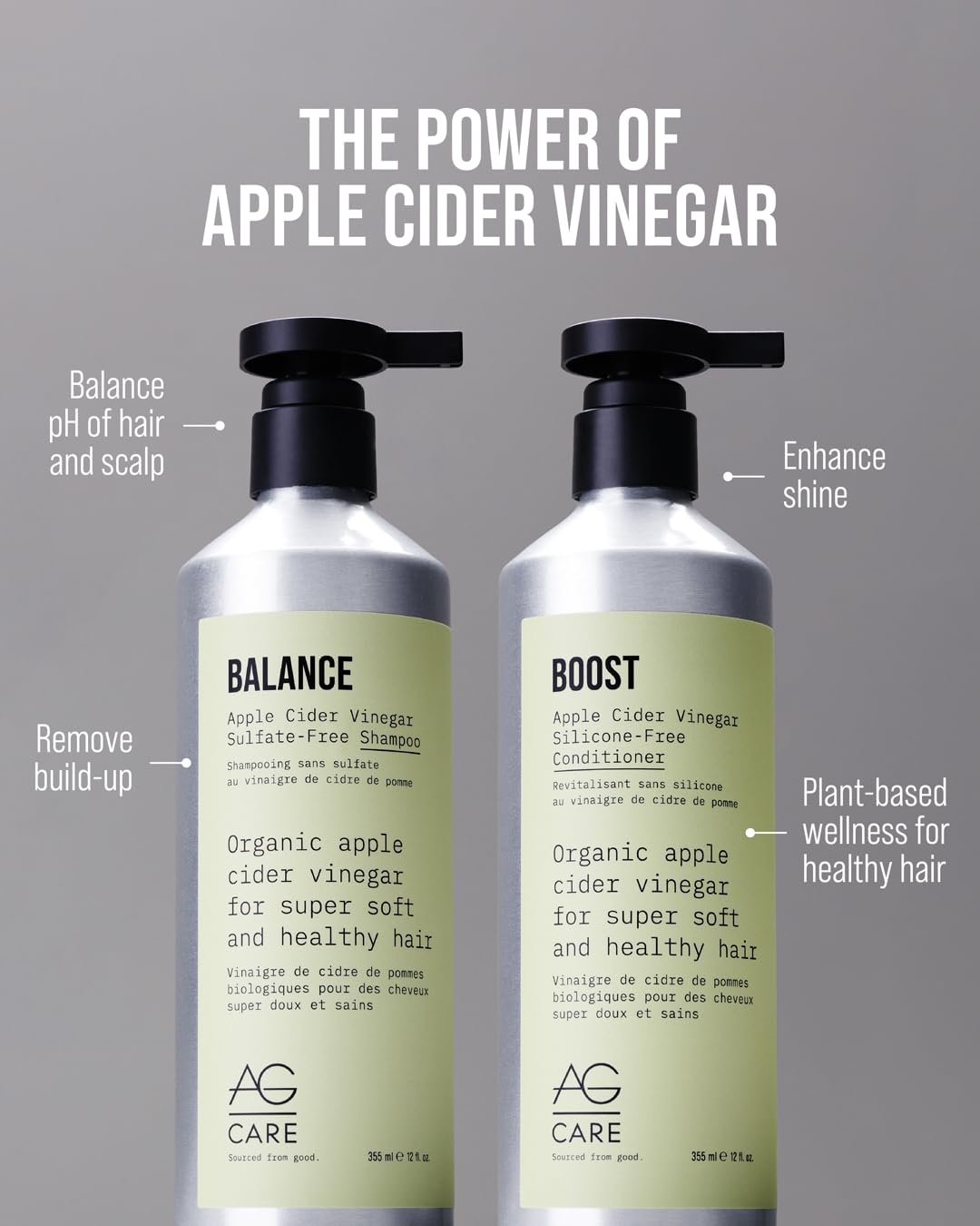 Dark Gray AG Hair BOOST Apple Cider Vinegar Refill Conditioner, 1L