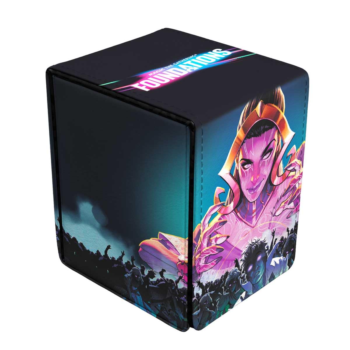 White Smoke Utlra PRO - Foundations Liliana Premium Alcove Flip Deck Box for Magic: The Gathering, MTG card storage solution, deck protection tournaments, premium collector’s edition deck box