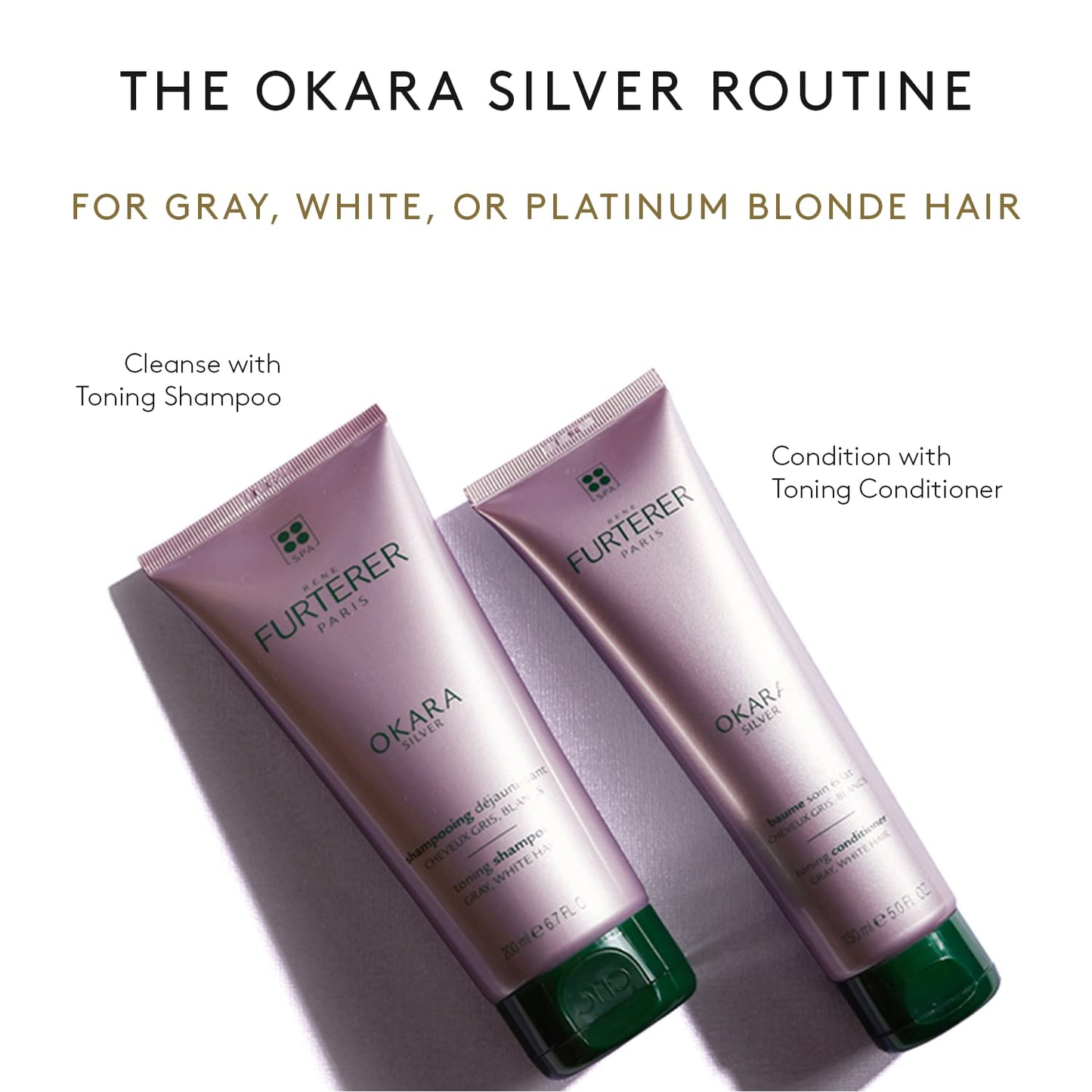 White Smoke Rene Furterer OKARA SILVER Toning Conditioner - Purple Conditioner for Blonde, White, Grey & Silver Hair - Gentle