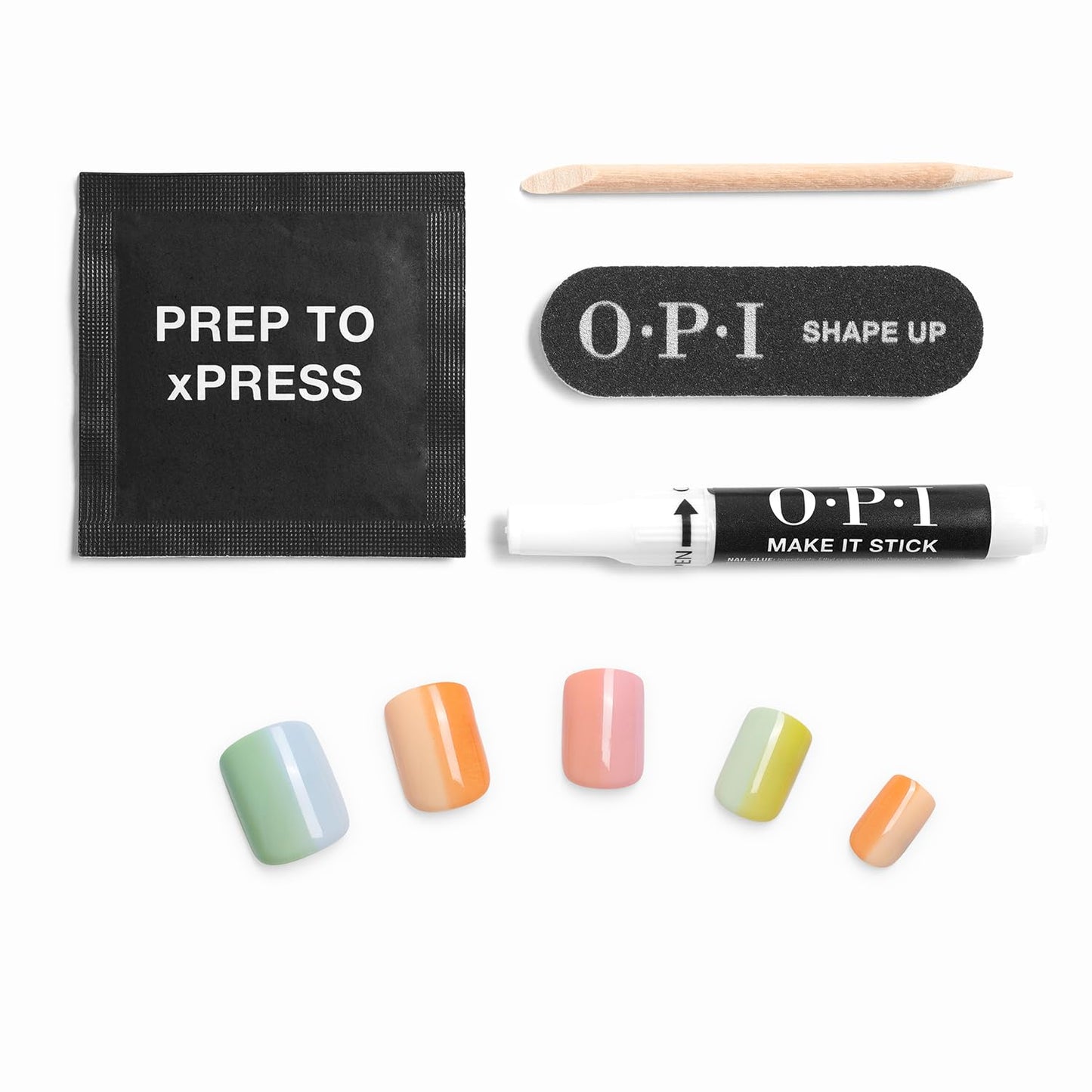 White Smoke OPI On Point Hue-cid Dreams | Short Squoval Pastel Rainbow Nail Art Press On Nails | 30 Count with Nail Glue | Long Lasting, Reusable, Non-damaging