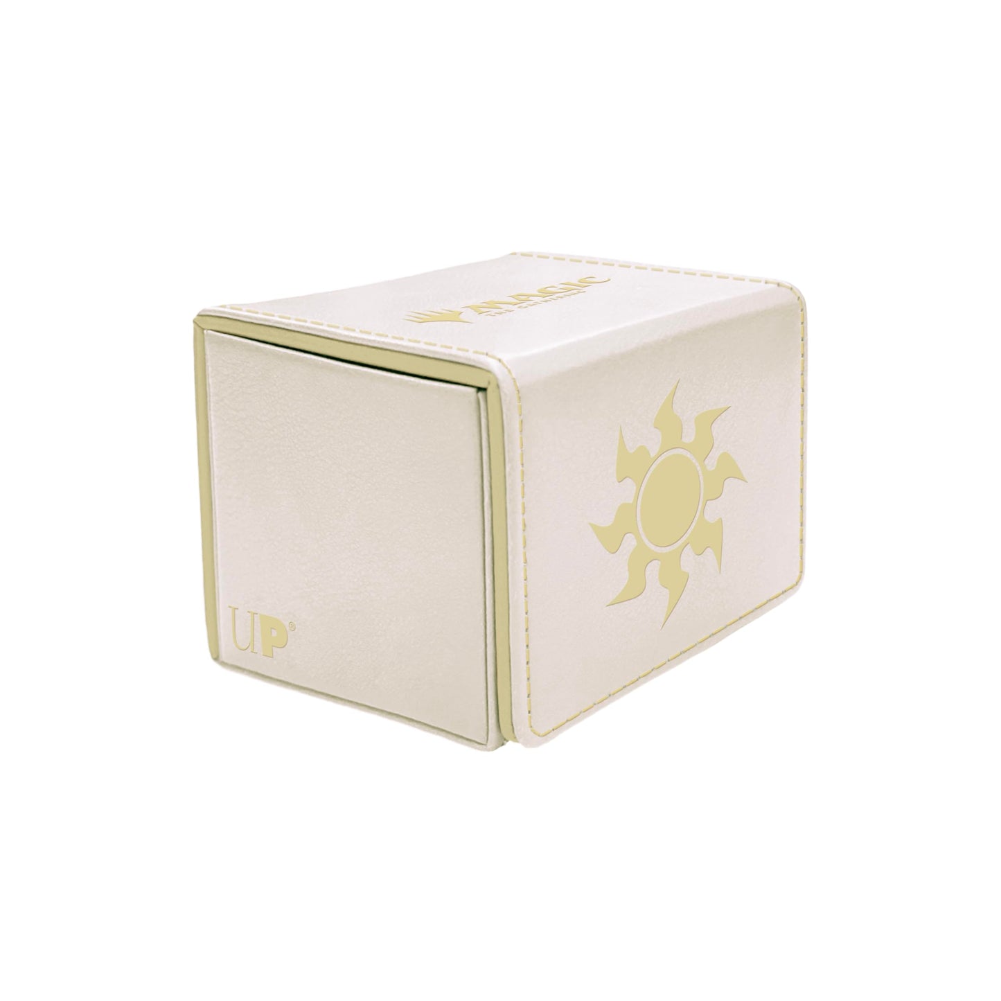 Light Gray Ultra Pro - Mana 8 Alcove Edge Deck Box - Plains for Magic: The Gathering, Store & Protect up to 100 Standard Size MTG Cards, Great for Commander Deck, Side Loading Deck Box, Premium Leatherette
