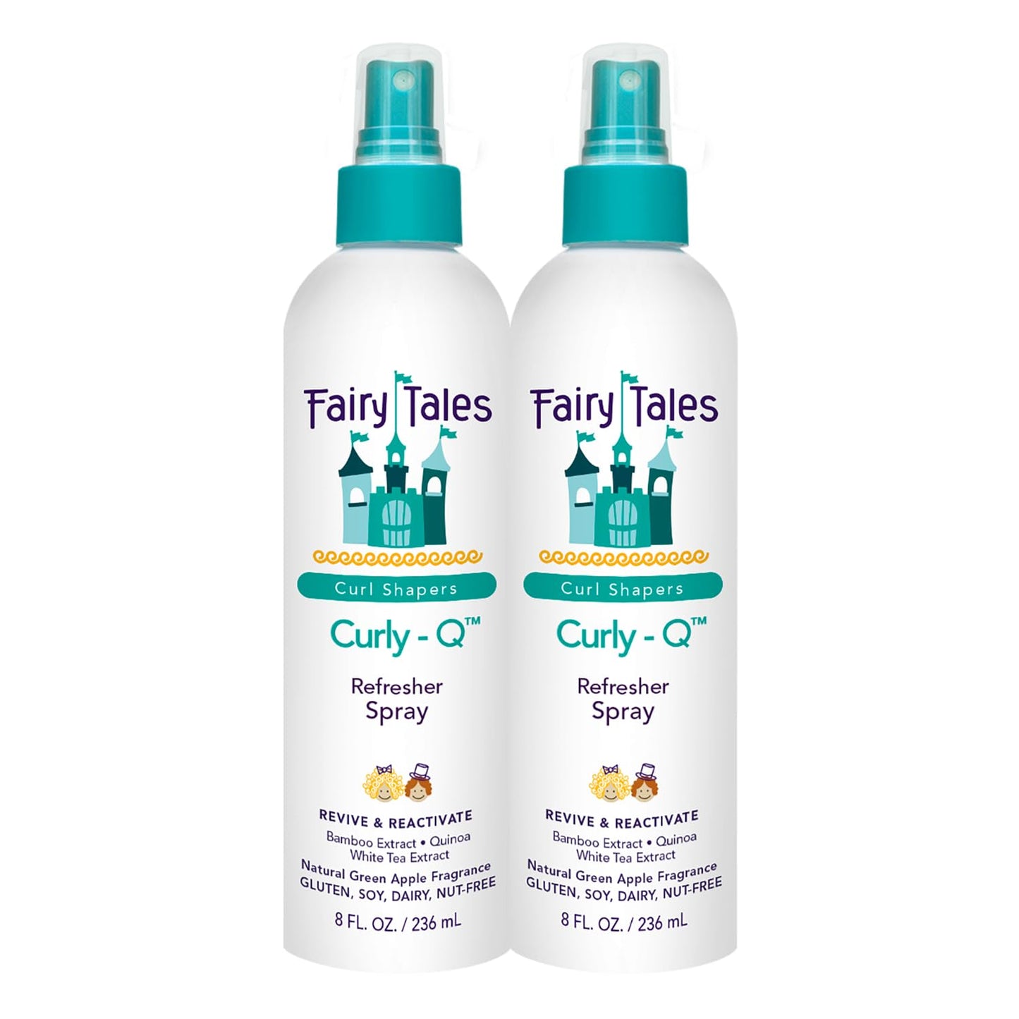 White Smoke Fairy Tales Curly-Q Curl Refresher for Kids - Lightweight Spray to Define Curls, Add Bounce and Reduce Frizz - 8oz (Pack of 2)