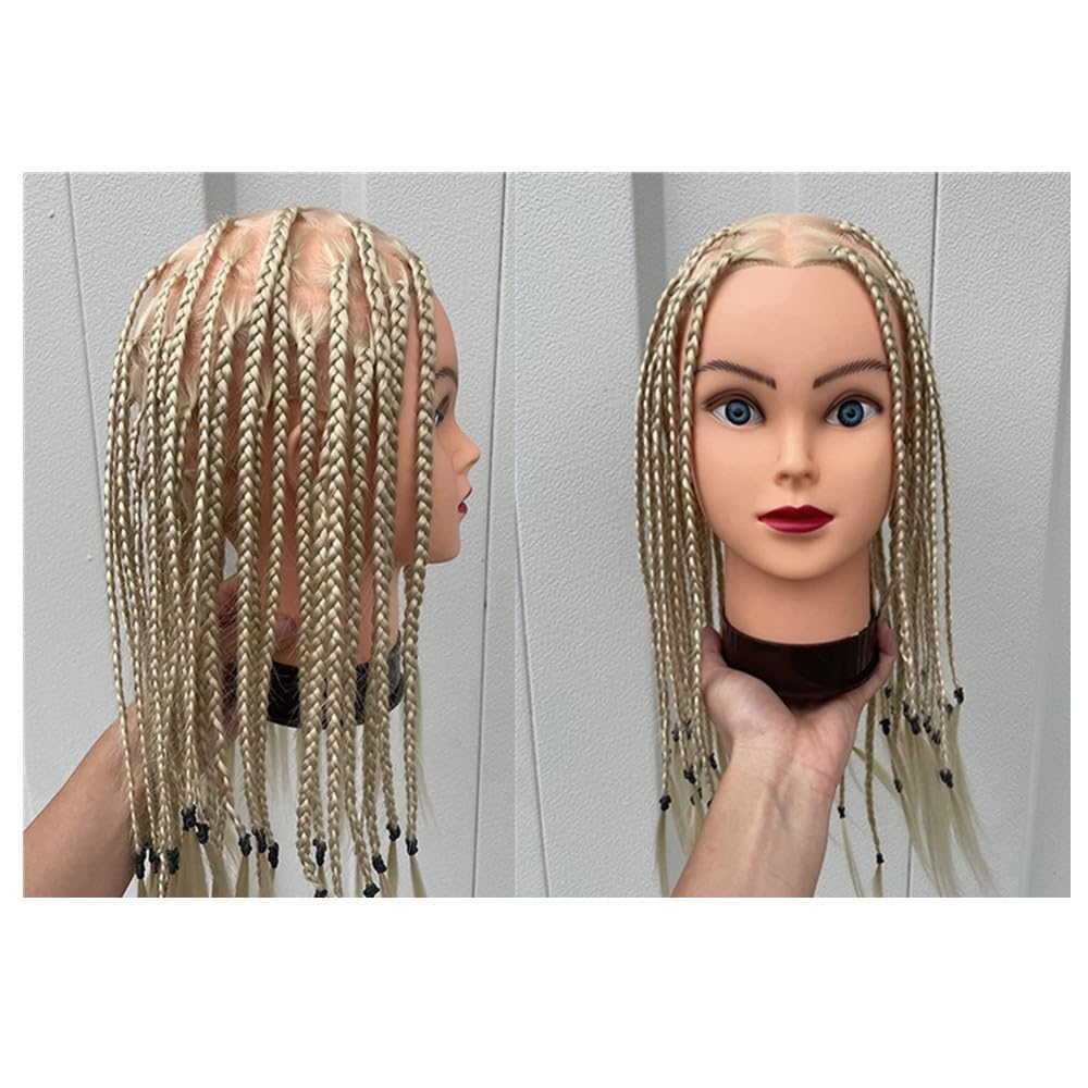 Gray Headfix 26"-28" Long Hair Mannequin Head Synthetic Fiber Hair Hairdresser Practice Styling Training Head Cosmetology Manikin Doll Head with Clamp (6F1919W61320)