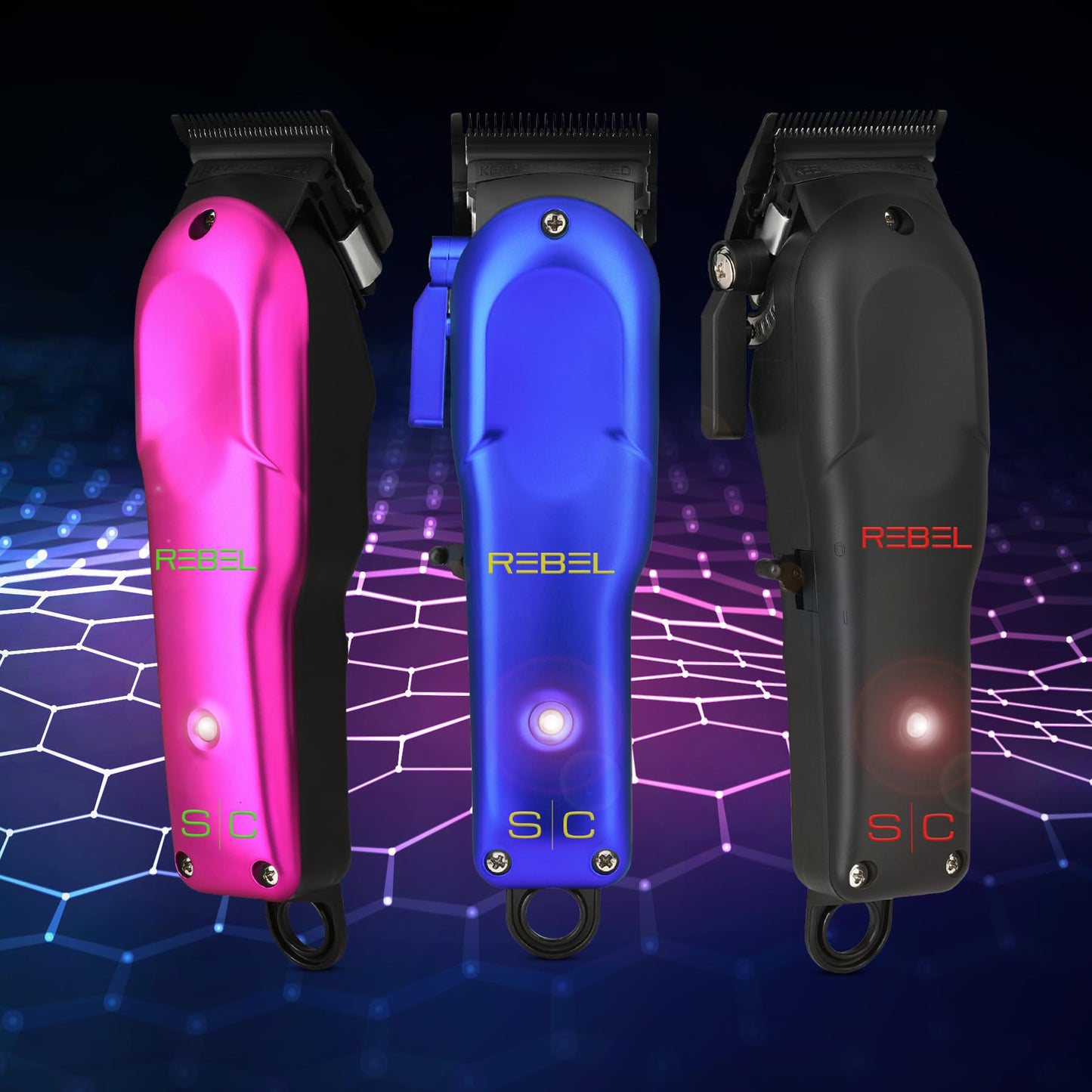 Black Stylecraft Rebel Professional Super-Torque Cordless Hair Clipper, Black Diamond Carbon Fusion Faper Blades