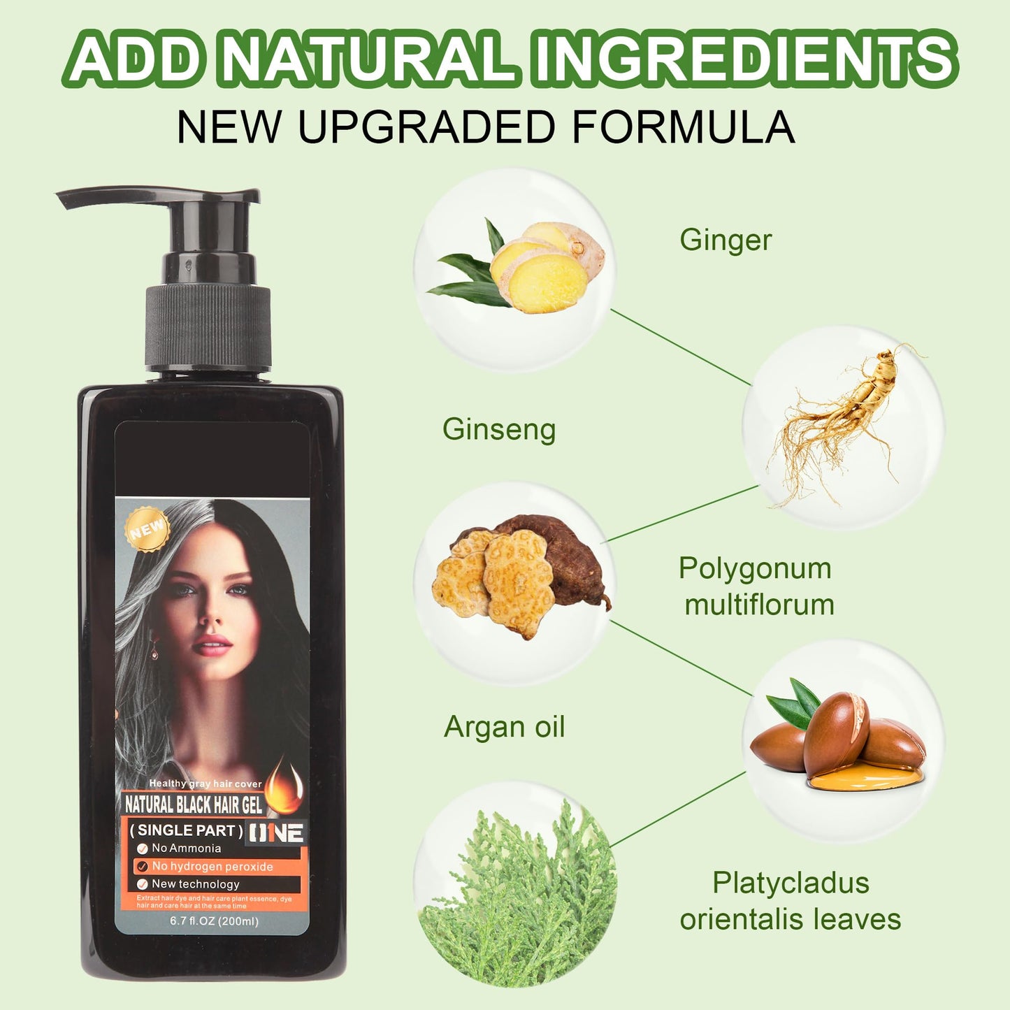 Beige Black Hair Dye Gel, 3 IN 1 Gentle for Women & Men,Black Hair dye Complete Gray Coverage,contains Various Plant Extracts, Hair Color Gel No Ammonia & Peroxide, 200ml