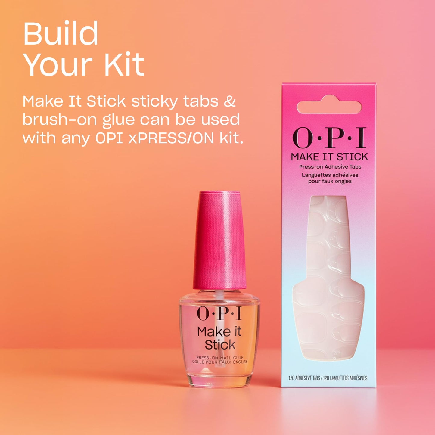 Light Salmon OPI Make It Stick Nail Adhesive Press-On Tabs