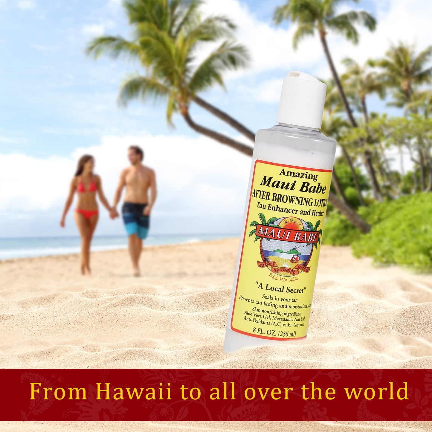 White Smoke Maui Babe After Browning Lotion, Tan Enhancer & Healer - After Sun Tan Extender Body Lotion To Prevent Tan Fading- Natural Moisturizing & Healing After Sun Care Cream- Made In USA, 8 Ounces