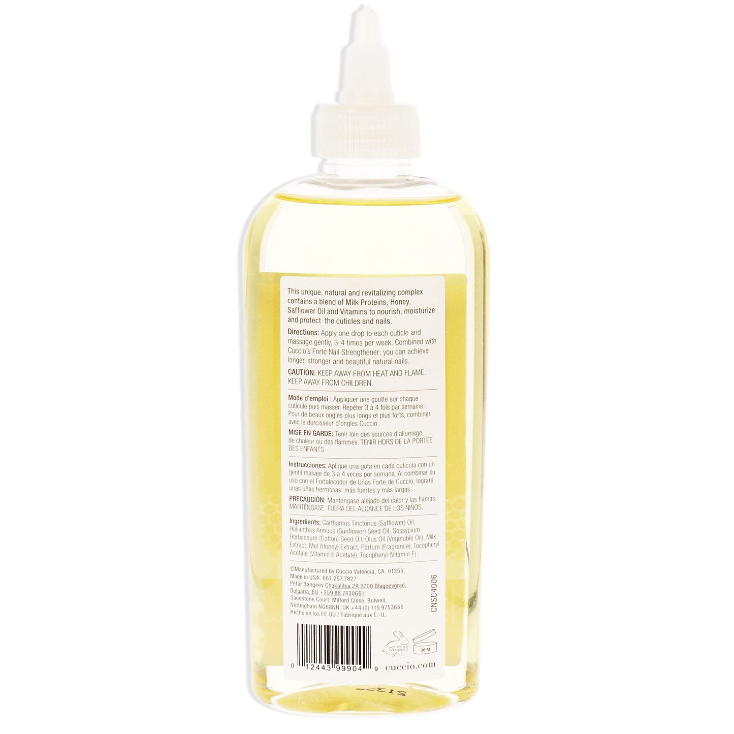 White Smoke Cuccio Naturale Revitalizing Cuticle Oil - Hydrating Oil For Repaired Cuticles Overnight - Remedy For Damaged Skin And Thin Nails - Paraben Free, Cruelty-Free Formula - Milk And Honey - 8 Oz