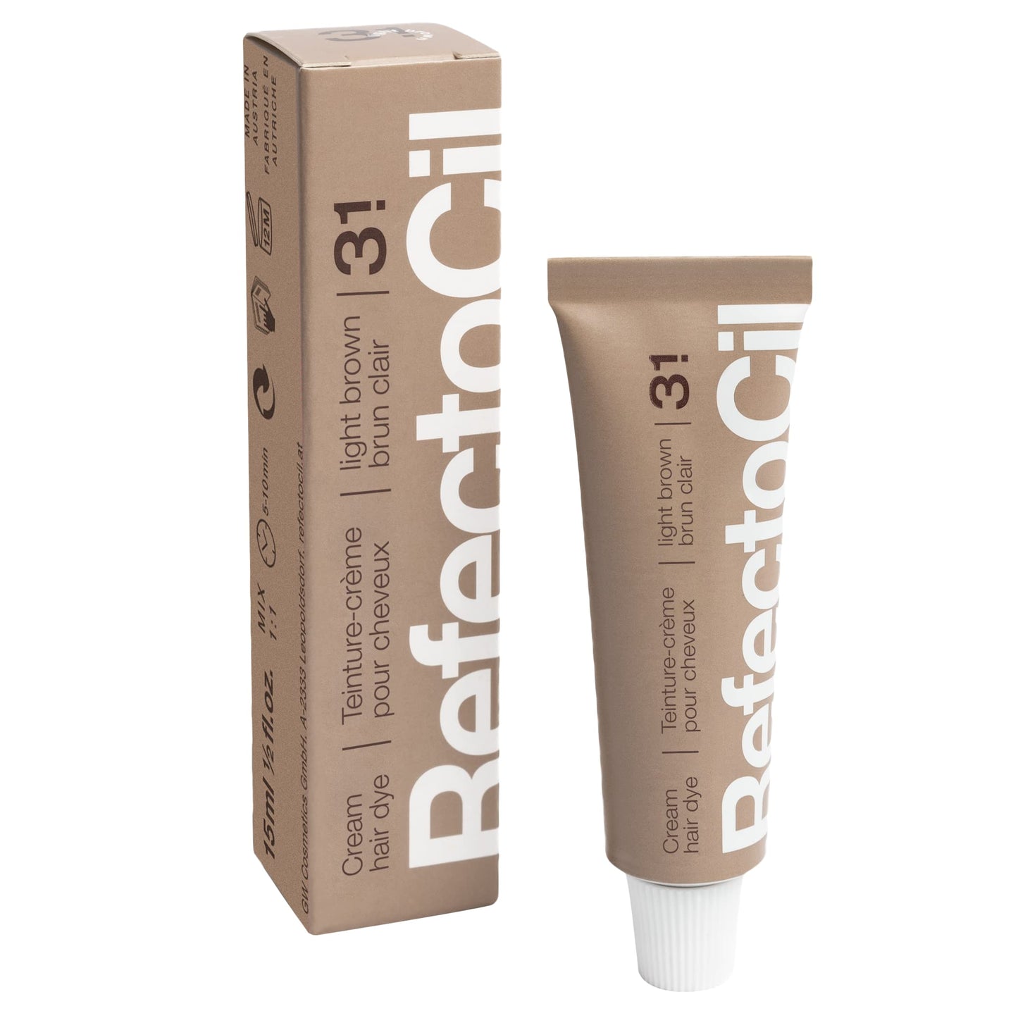 White Smoke RefectoCil Cream Hair Dye 2-Pack – Professional Hair Tint for Long-Lasting Color – Natural Brown (#3) + Light Brown (#3.1)