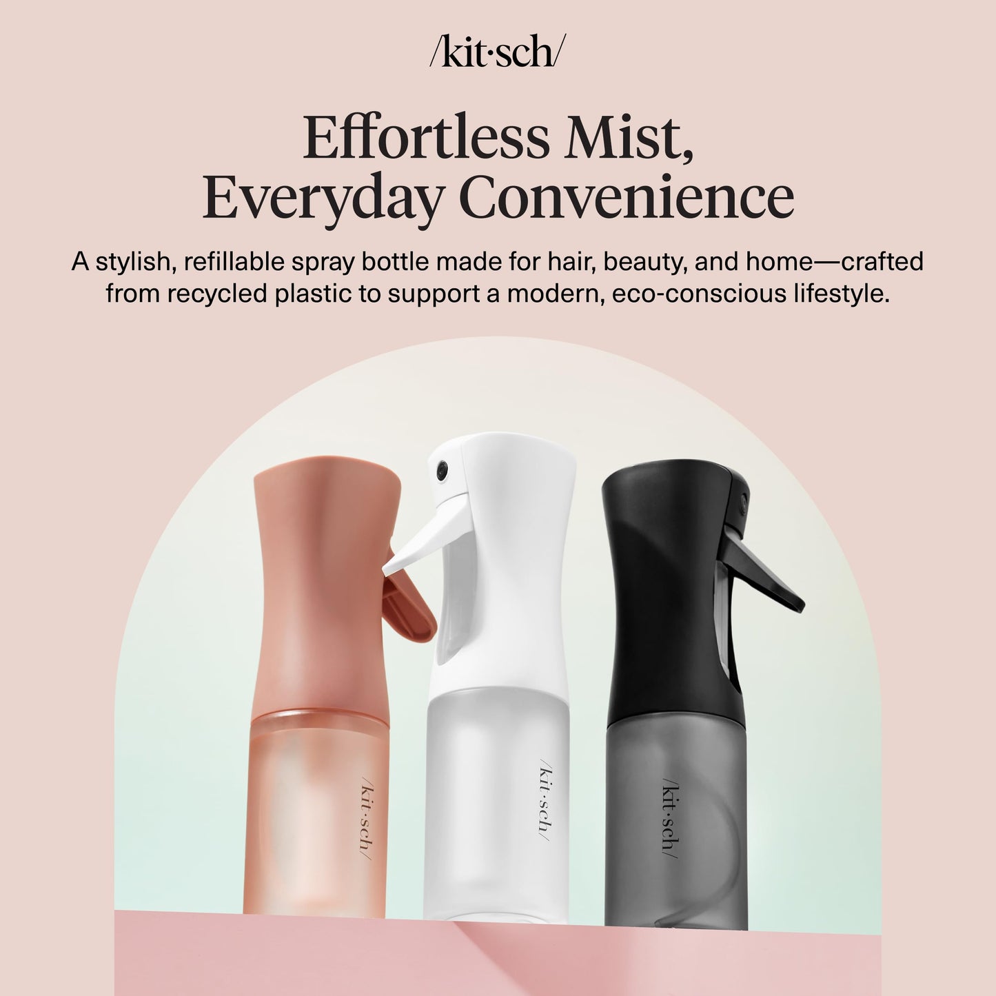 Light Gray Kitsch Continuous Spray Bottle for Hair – Fine Mist Water Mister & Water Spray Bottle – Recycled Hair Spray Bottle – Spray Bottles for Cleaning, Styling, Plants & More – Terracotta, 150ml