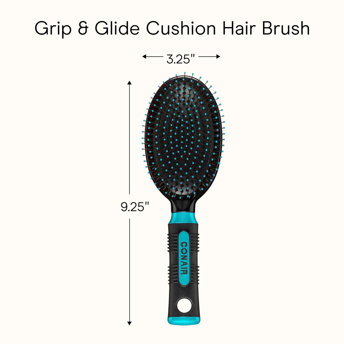 White Smoke Conair Salon Results Hair Brush, Detangling Hair Brush for Men and Women, For All Hair Types, Metal Bristles and Cushion Base