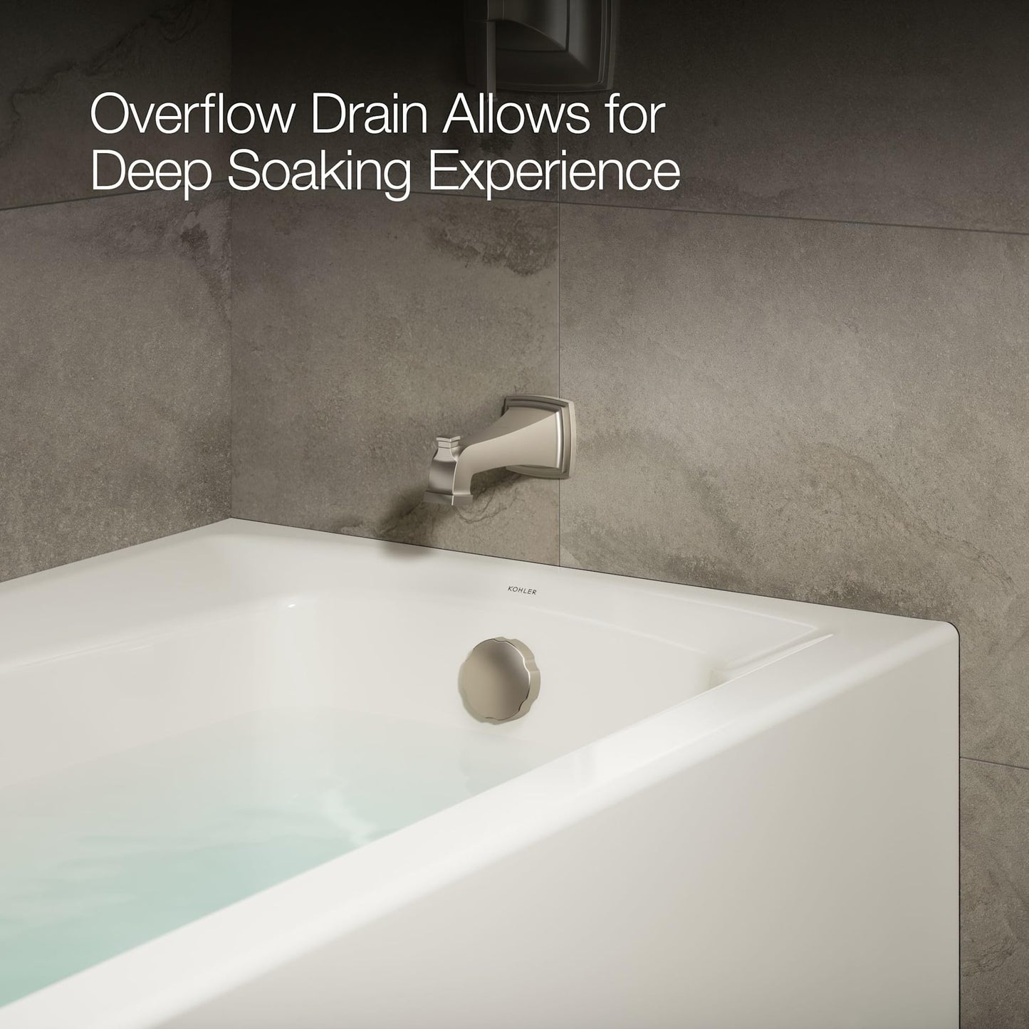 Dim Gray Kohler K-26071-RA Irvine 60" x 32" Alcove Bath with Right Hand Drain - White